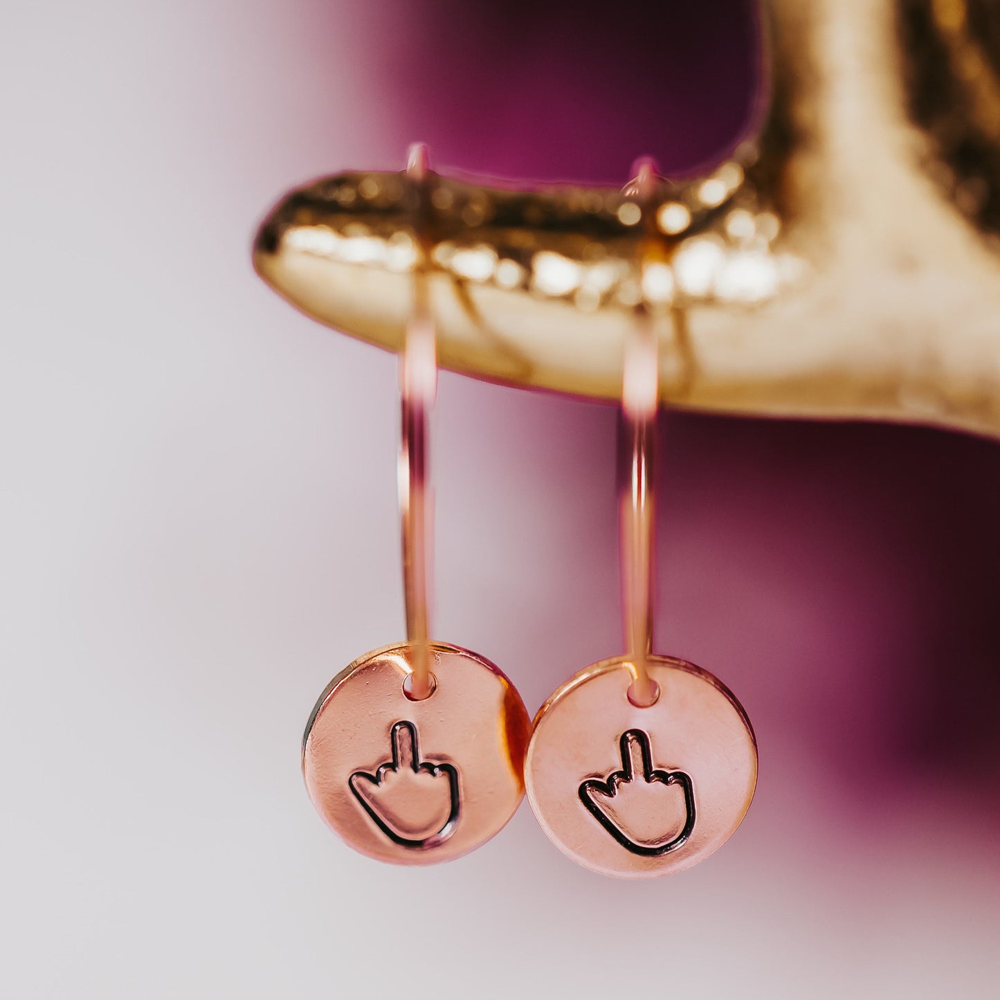 Middle Finger Dainty Hoop Earrings