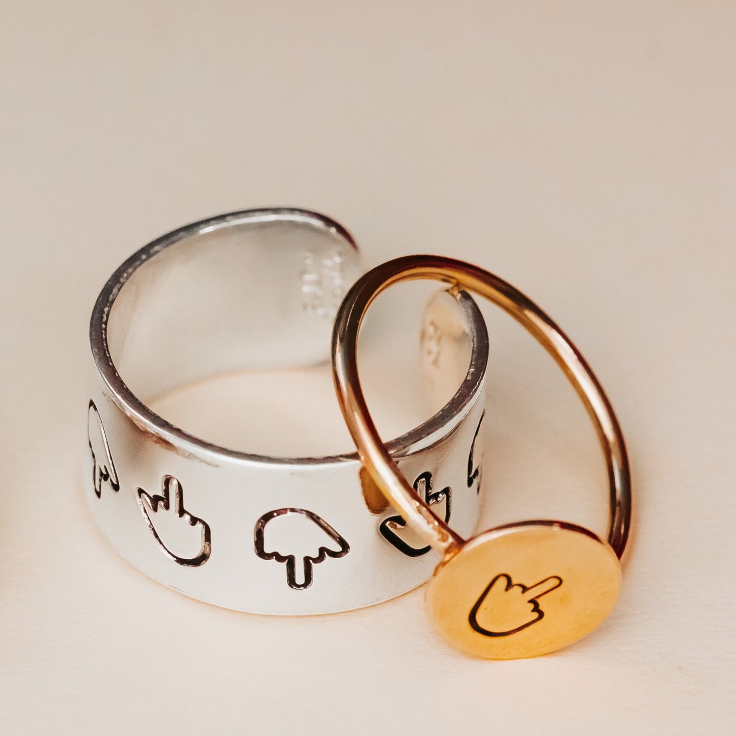 Single Middle Finger Dainty Silver Ring