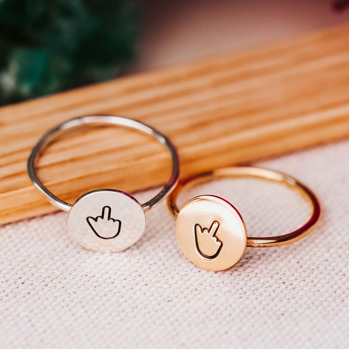 Single Middle Finger Dainty Silver Ring