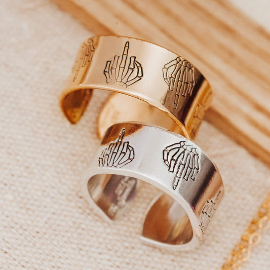 Skeleton Middle Finger Ring