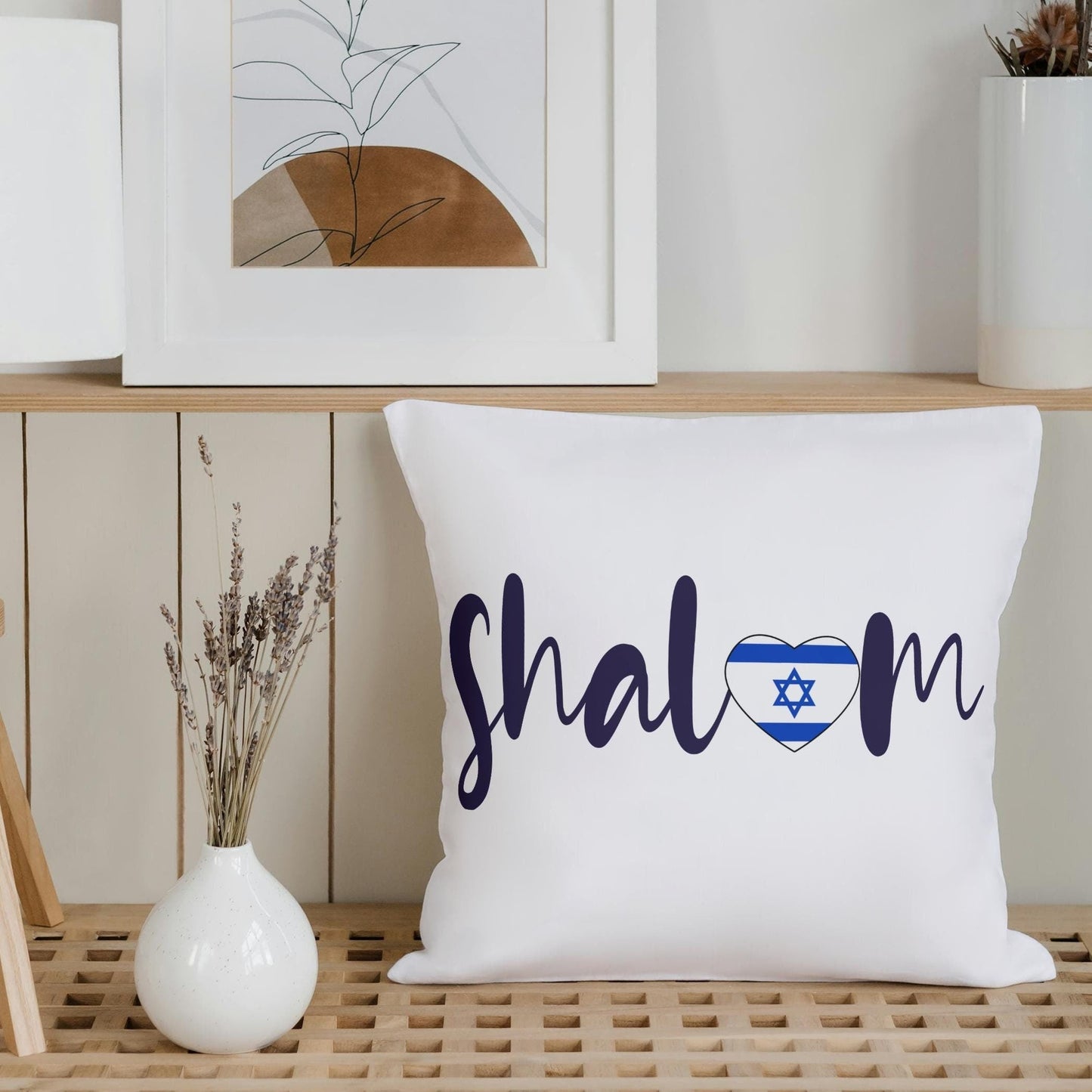 Shalom Israel White Throw Pillow