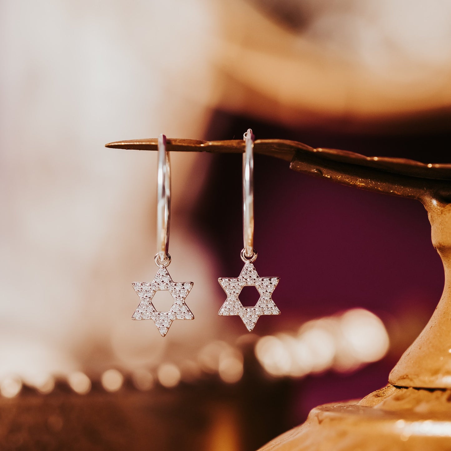 Star of David Crystal Hoop Earrings