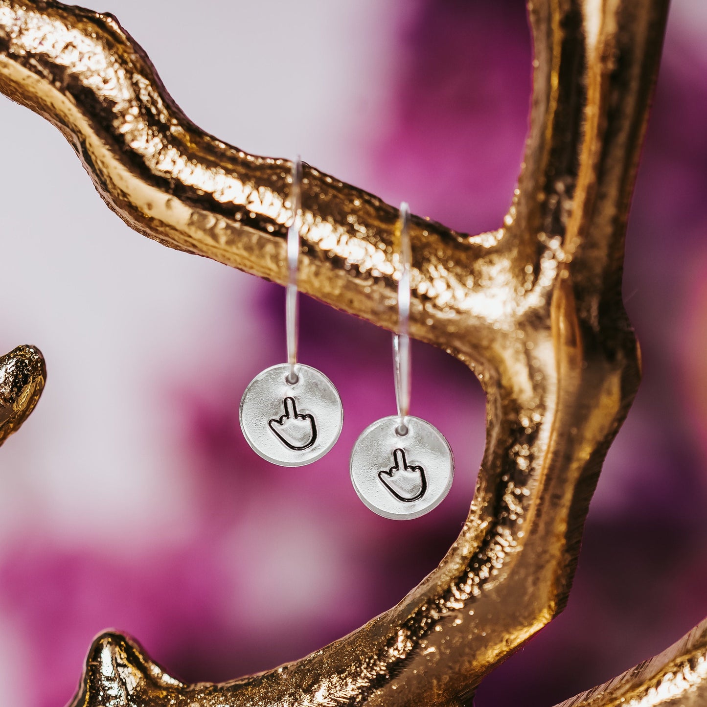 Middle Finger Dainty Hoop Earrings