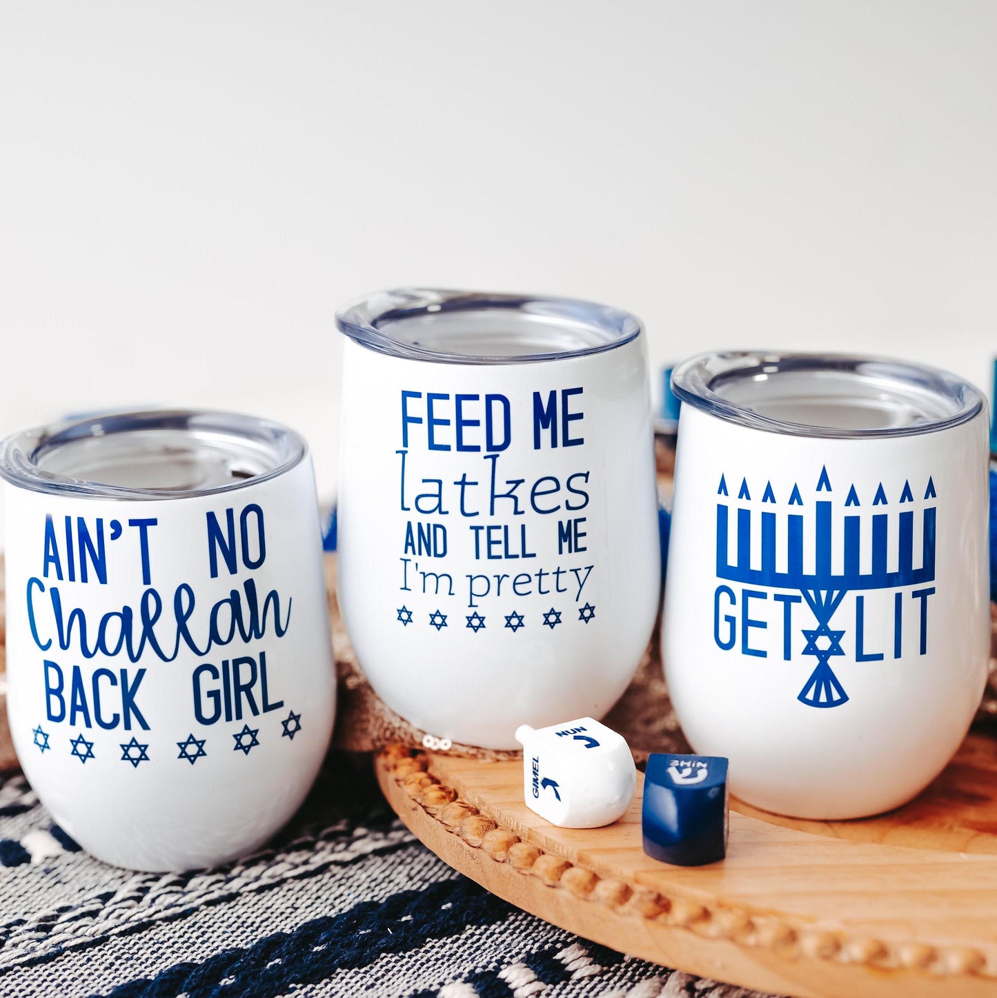 Get Lit Menorah Chanukah Wine Tumbler