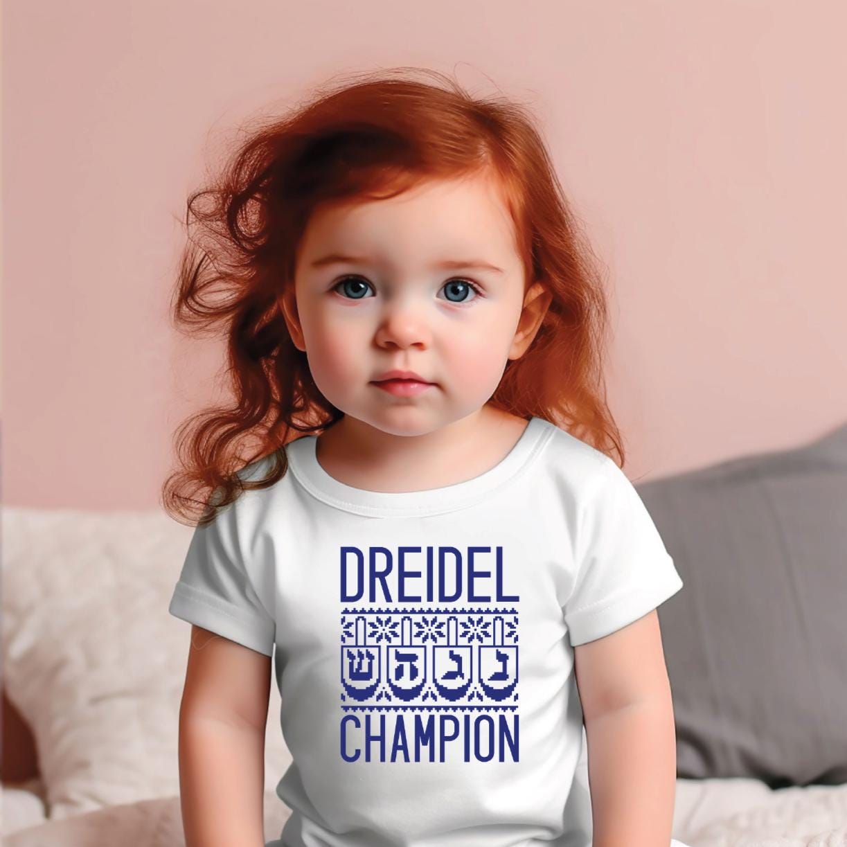 Dreidel Champion Chanukah Baby Bodysuit or Toddler Tee Shirt