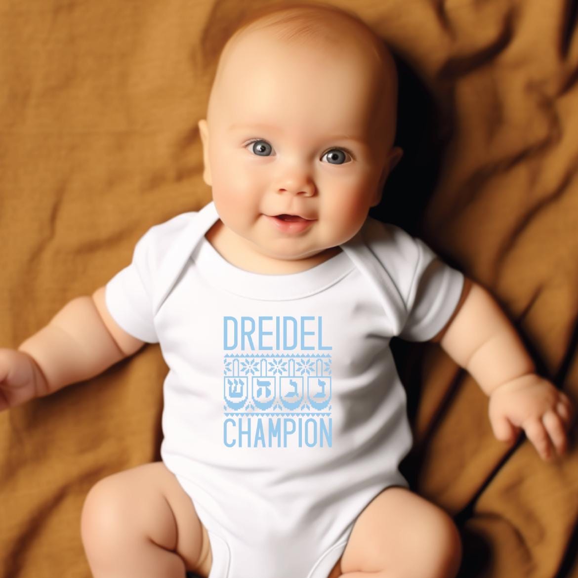 Dreidel Champion Chanukah Baby Bodysuit or Toddler Tee Shirt