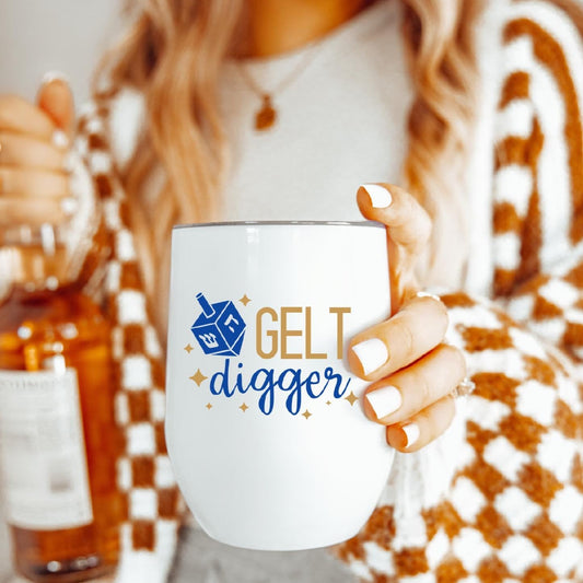 Gelt Digger Chanukah Wine Tumbler