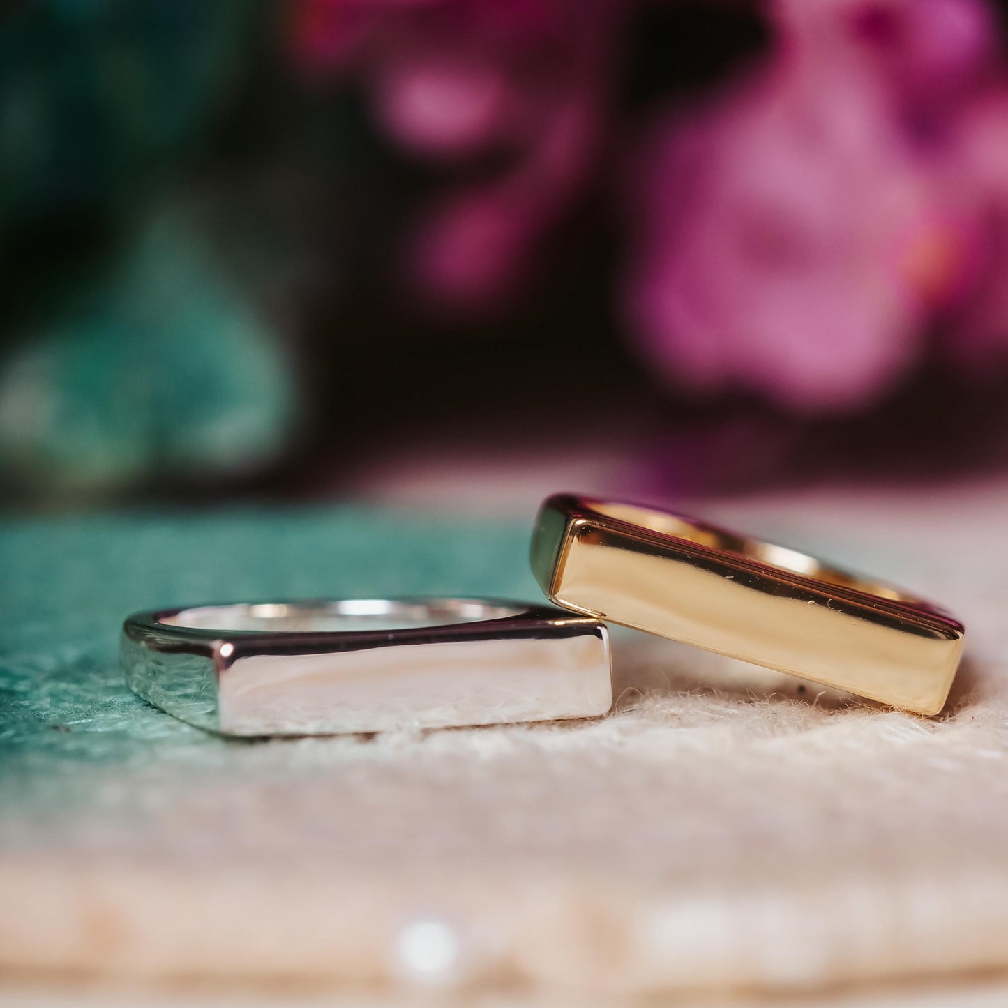 Middle Finger Gold or Silver Flat Top Ring