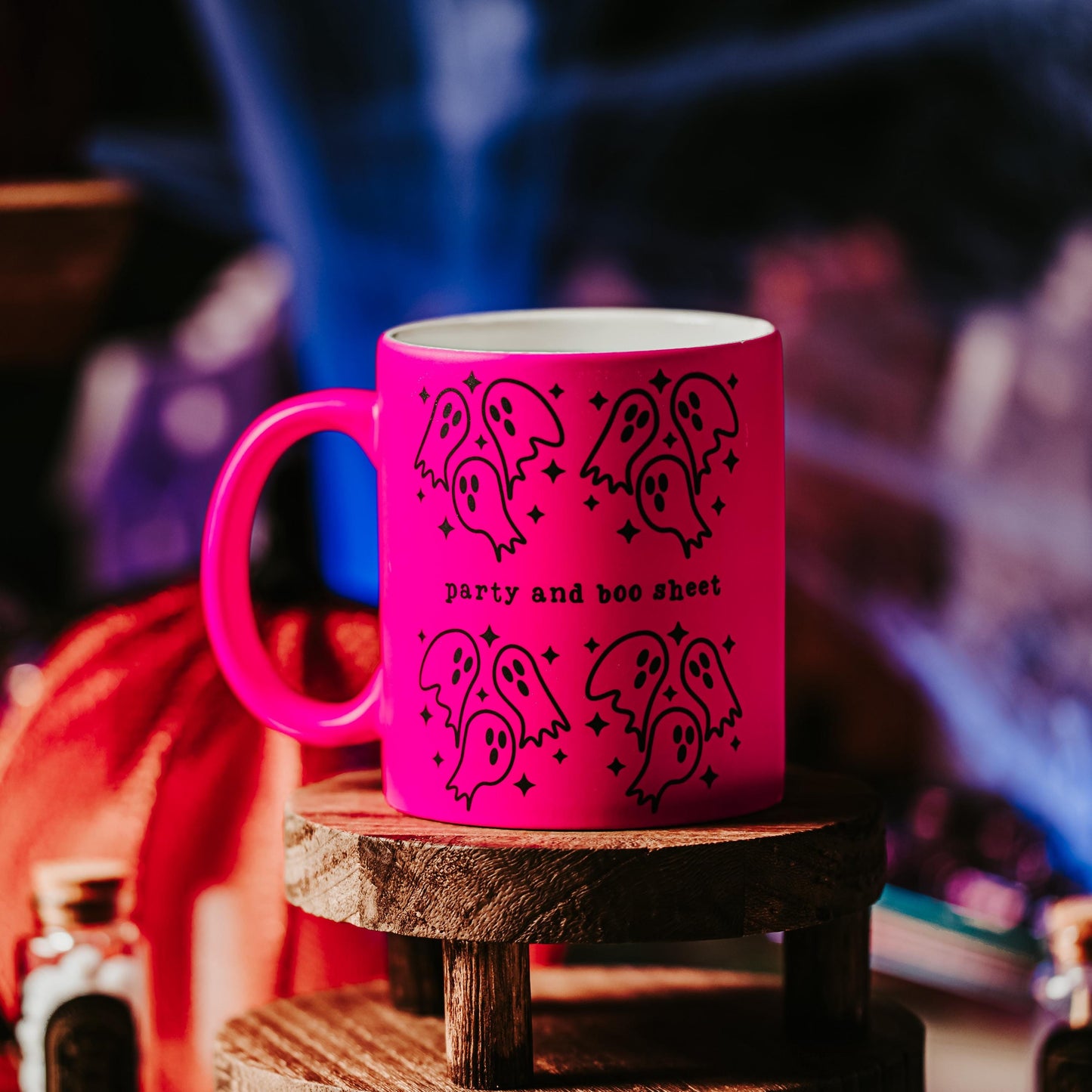 Party and Boo Sheet Pink or White Ghost Halloween Coffee Mug