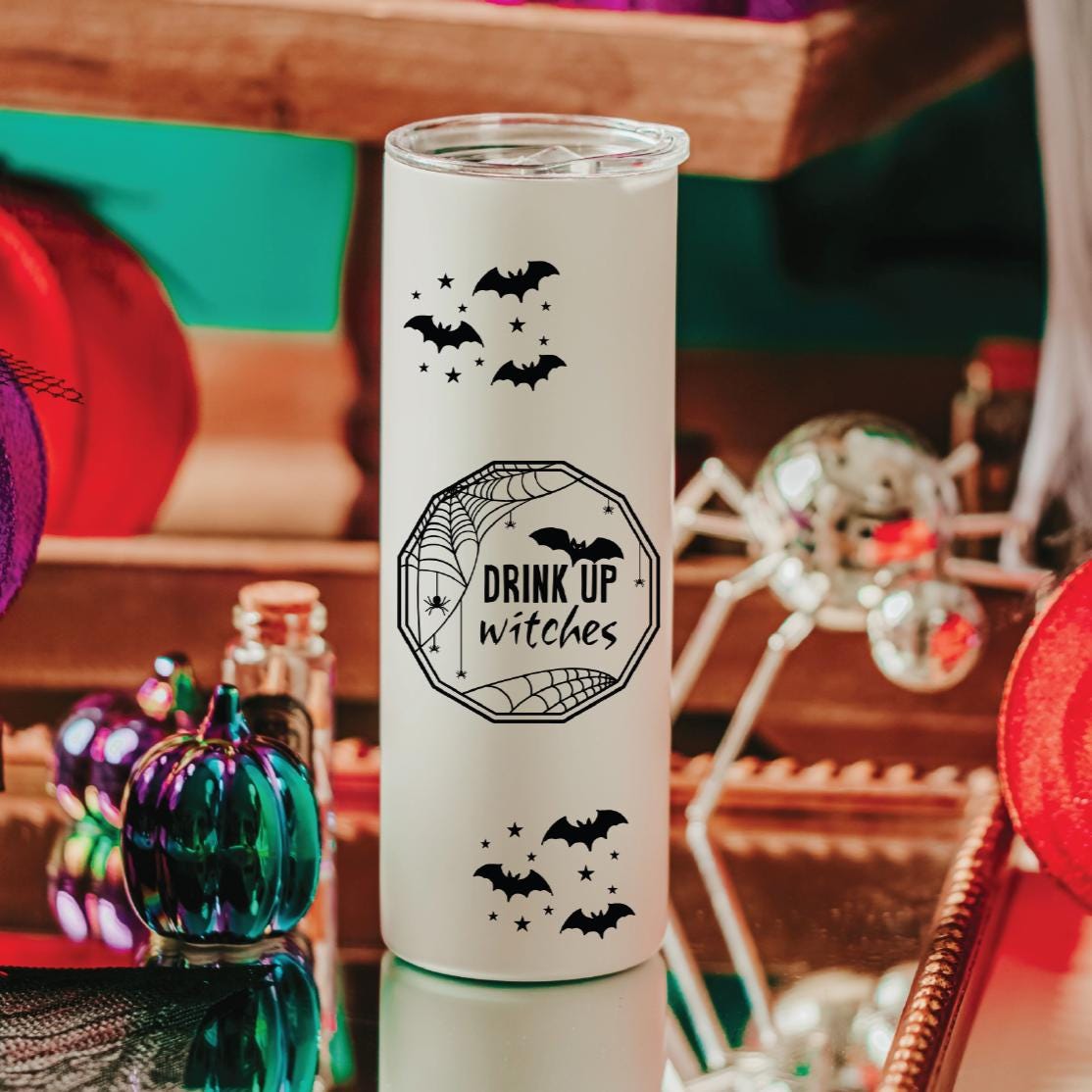 Creepy Drink up Witches Halloween Water Bottle Drink Tumbler