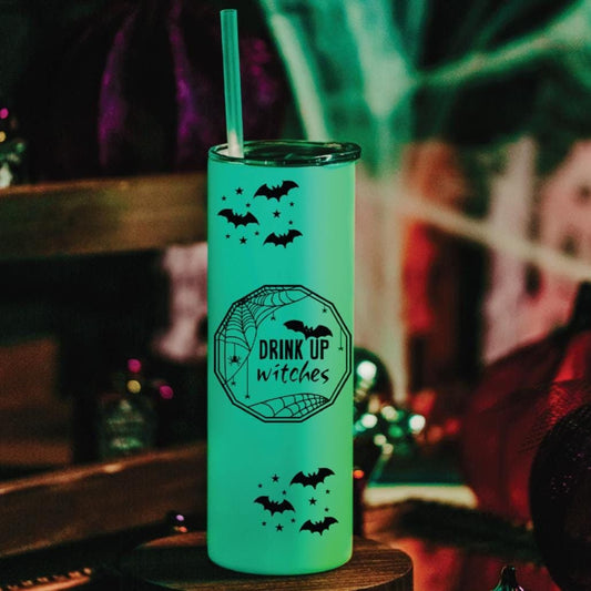 Creepy Drink Up Witches Funny Glow in the Dark Halloween Tumbler