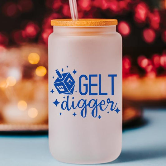 Gelt Digger Printed Glass Can Cup