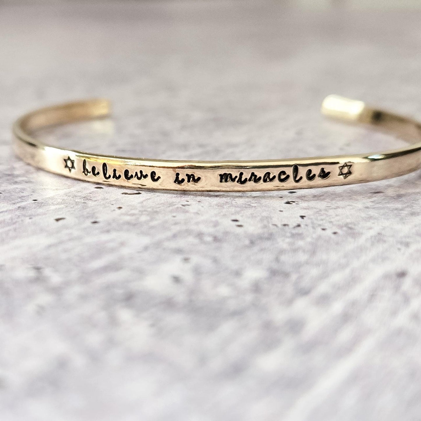 Believe in Miracles Hanukkah Adjustable Skinny Cuff Bracelet