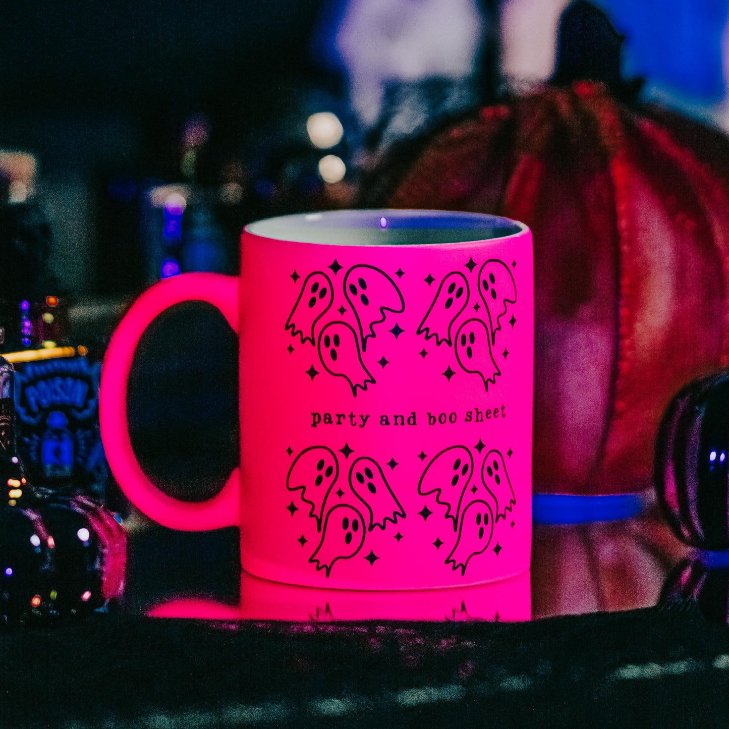 Party and Boo Sheet Pink or White Ghost Halloween Coffee Mug