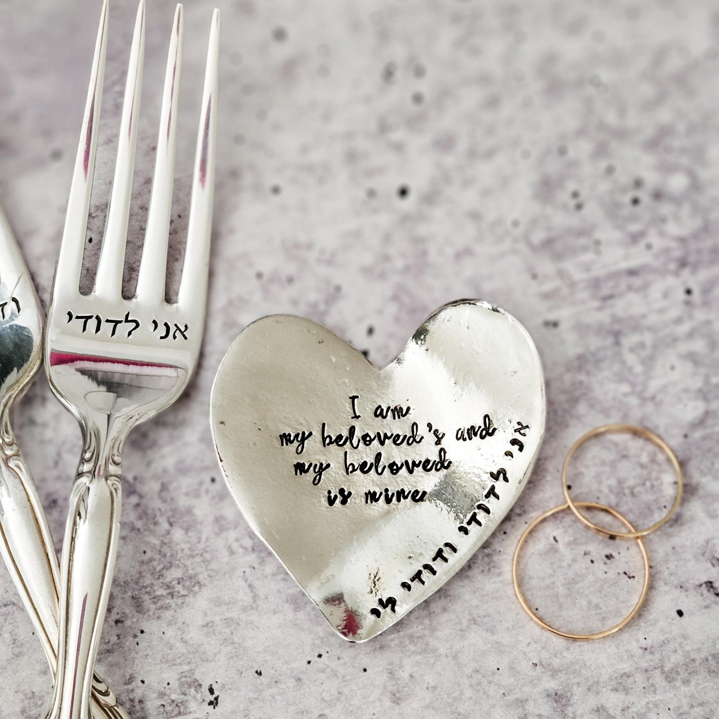 I am my Beloved's Heart Shaped Pewter Ring Dish