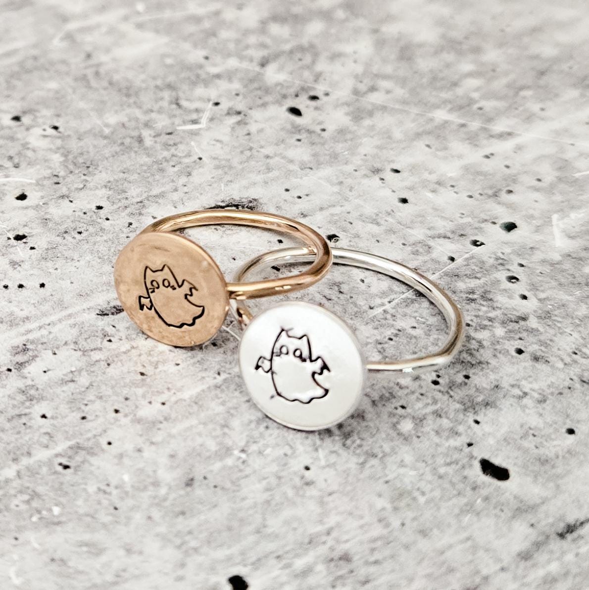 Ghost Cat Handcrafted Halloween Ring