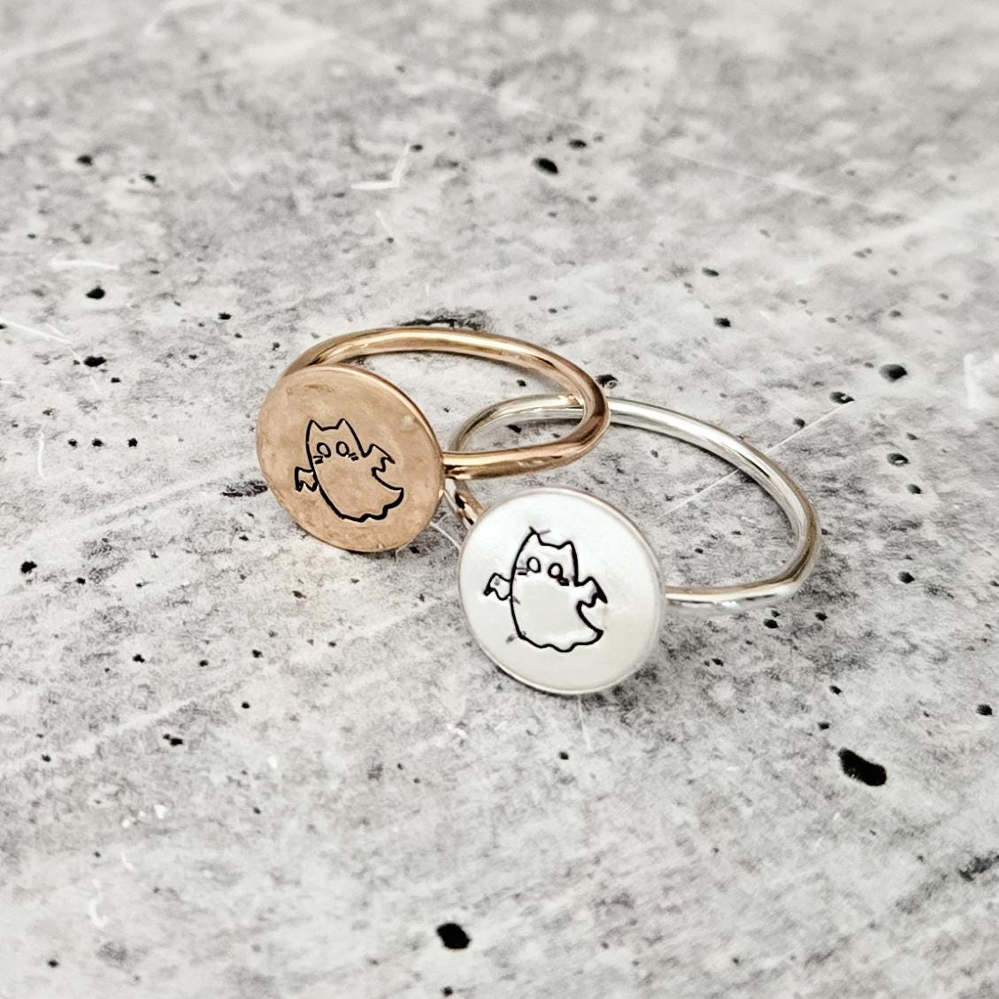 Ghost Cat Handcrafted Halloween Ring