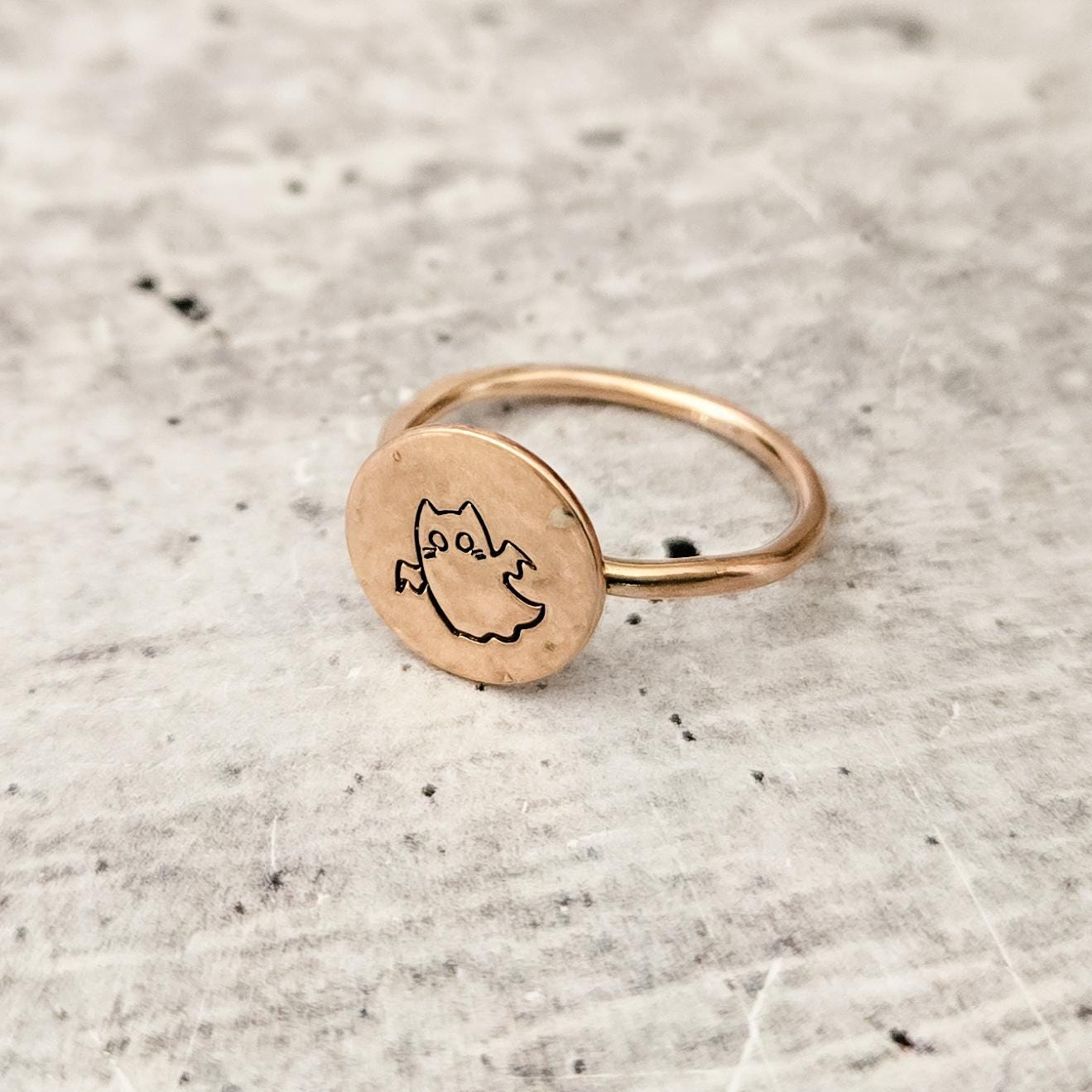 Ghost Cat Handcrafted Halloween Ring