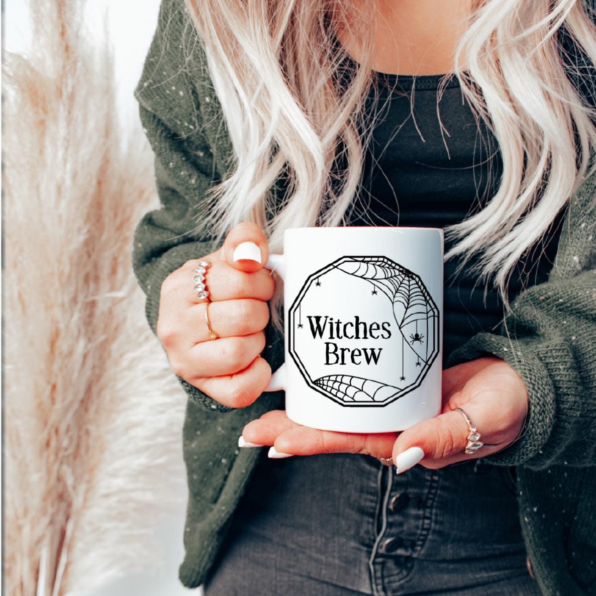 Creepy Witches Brew Pink Halloween Coffee Mug
