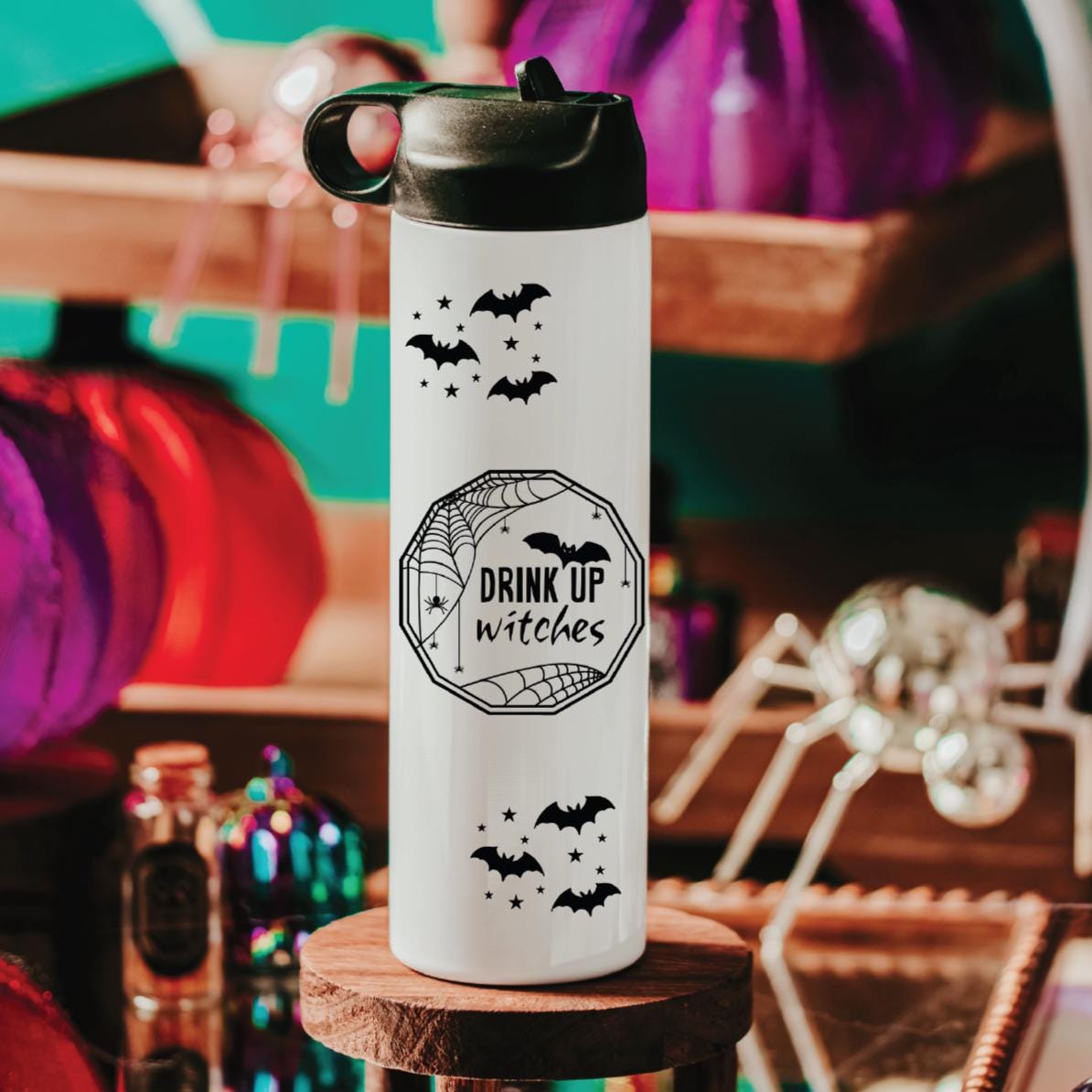 Creepy Drink up Witches Halloween Water Bottle Drink Tumbler