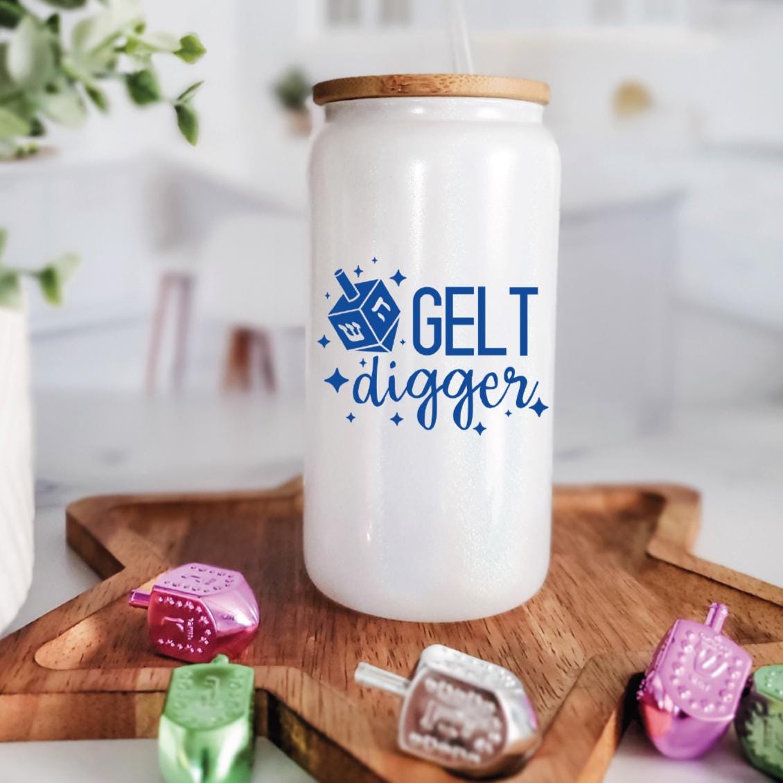 Gelt Digger Printed Glass Can Cup
