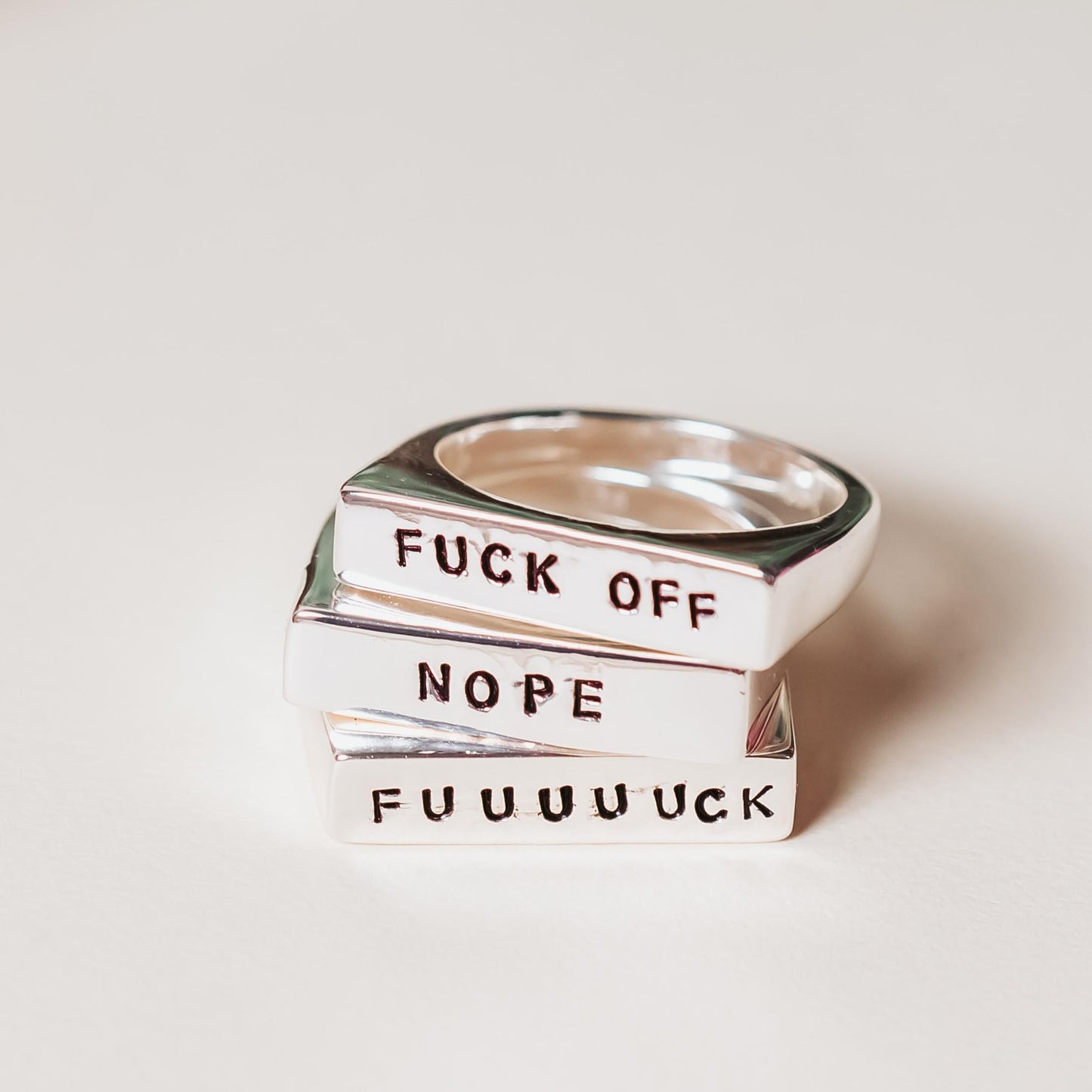 NOPE Gold or Silver Flat Top Ring