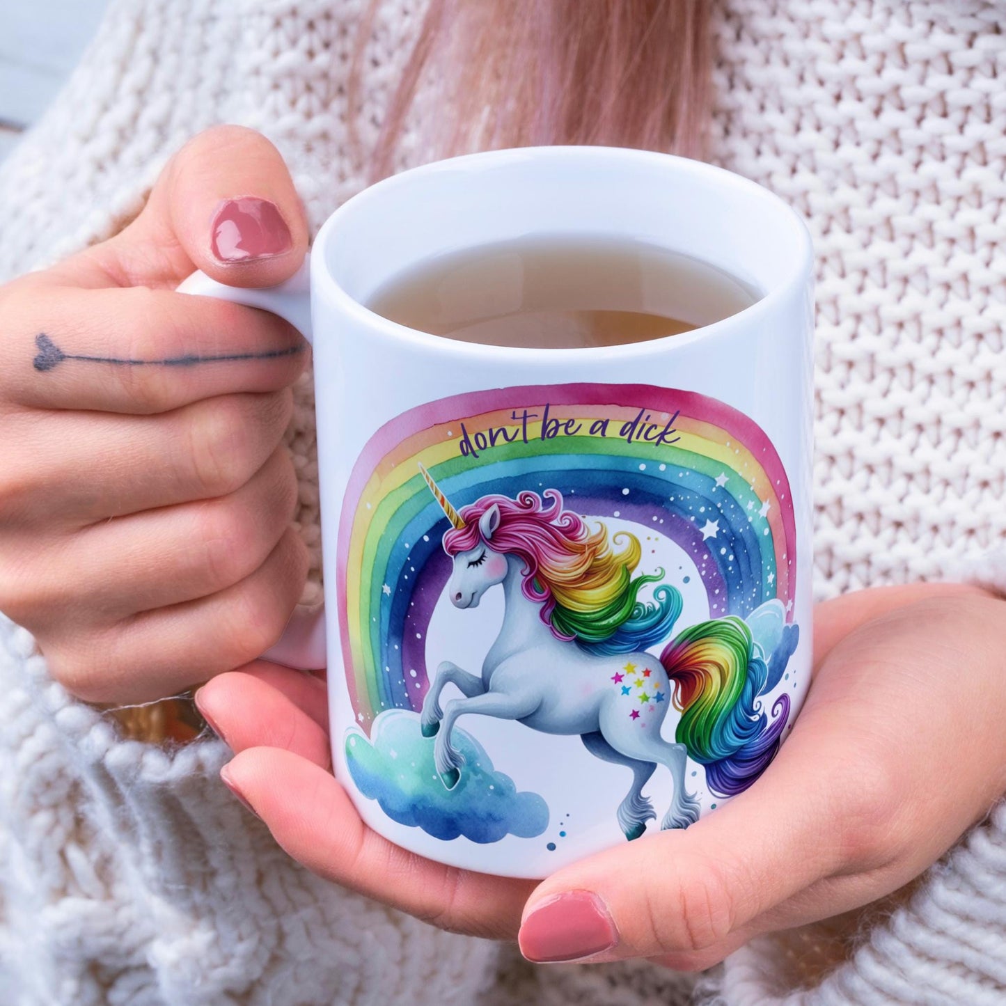 Don't Be A Dick Rainbow Unicorn Mug