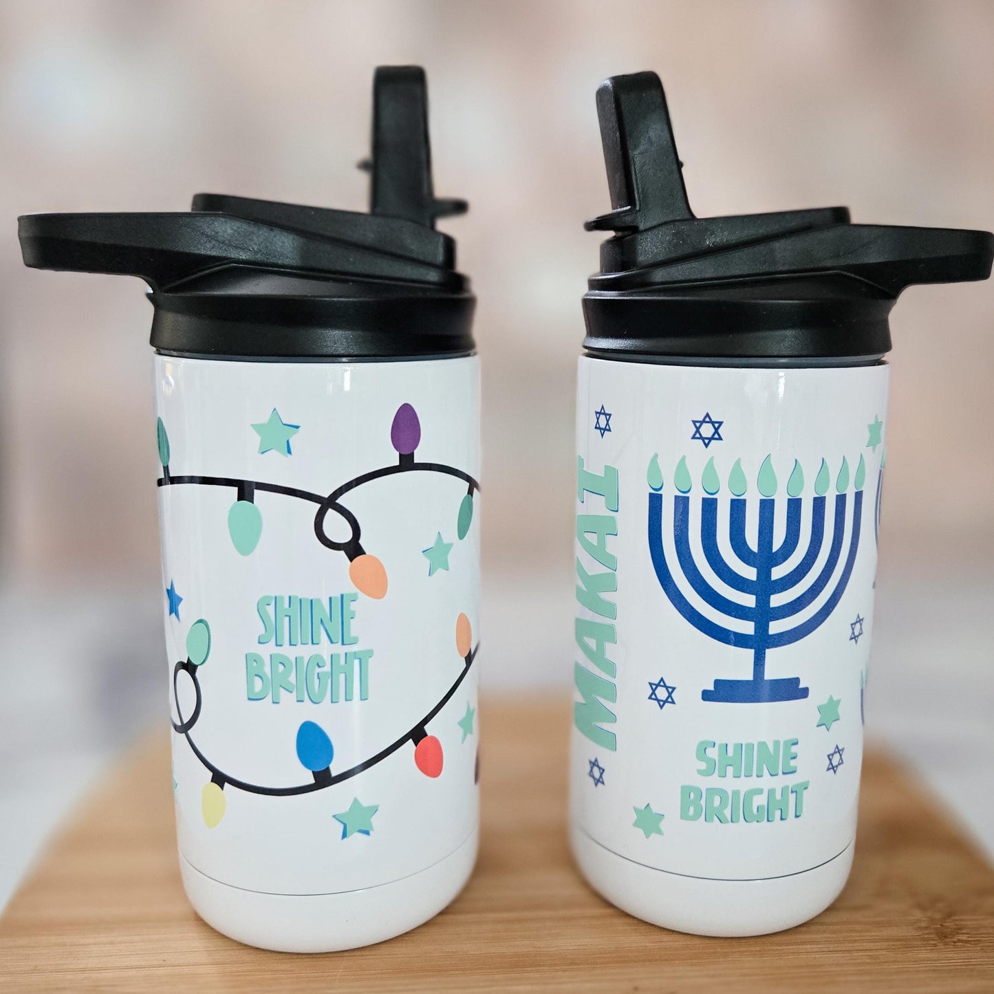 Kids Shine Bright Christmas Lights Glow-in-the-Dark Sippy Cup