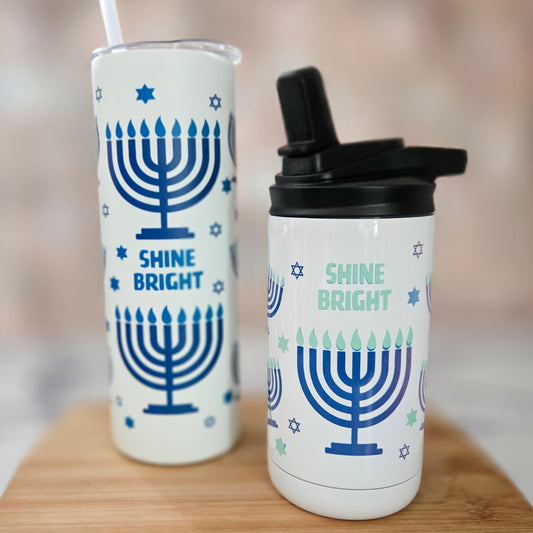 Mommy and Me Shine Bright Hanukkah Glow-in-the-Dark Tumbler Set