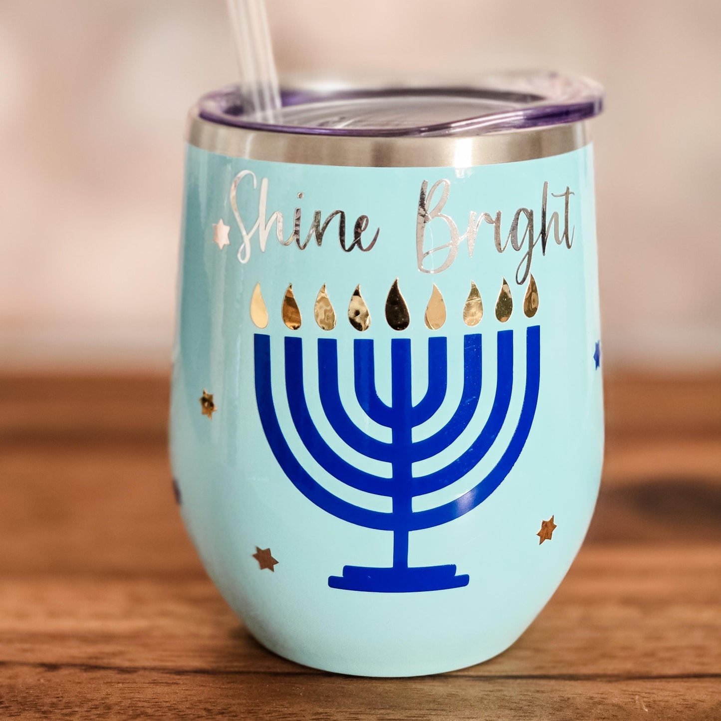 Shine Bright Chrismukkah Wine Tumblers
