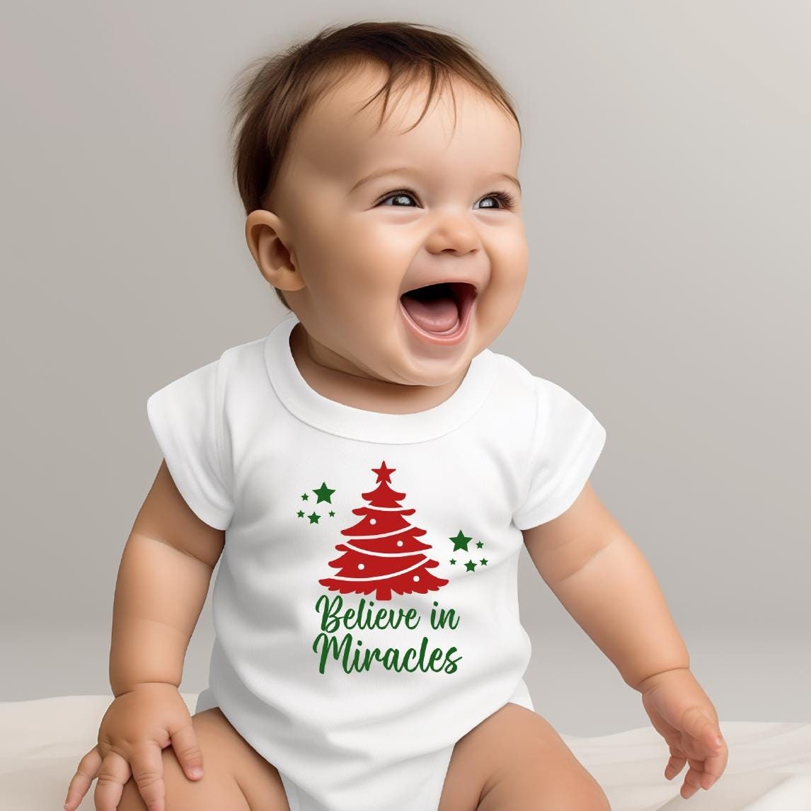 Believe in Miracles Christmas Baby Bodysuit