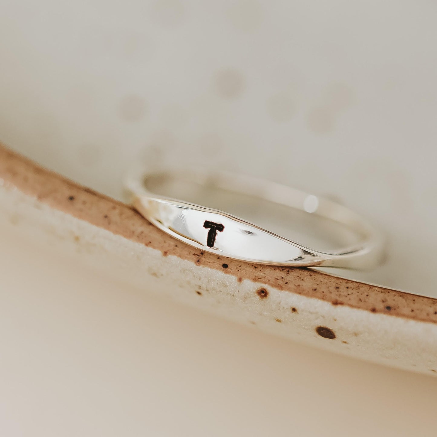 Dainty Gold or Silver Initial Ring