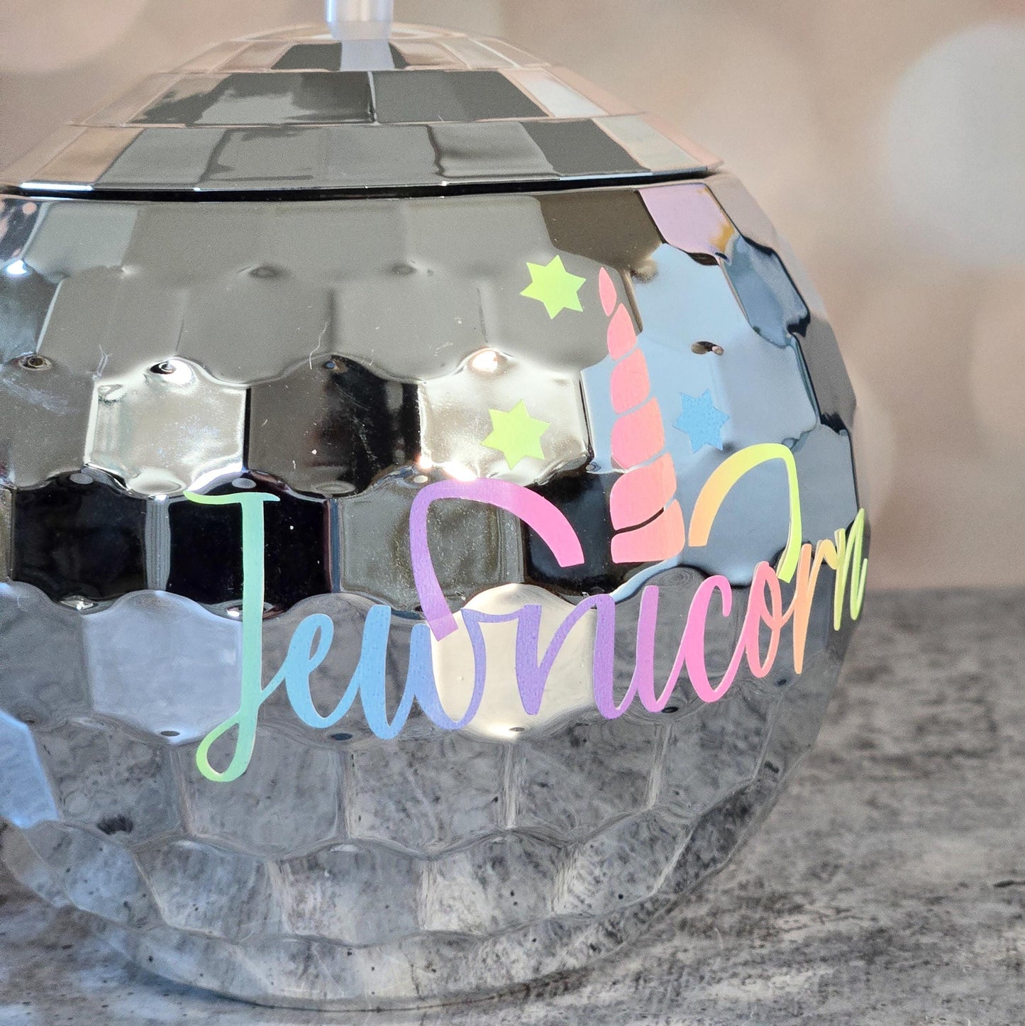 Jewnicorn Rainbow Disco Ball Drink Tumbler