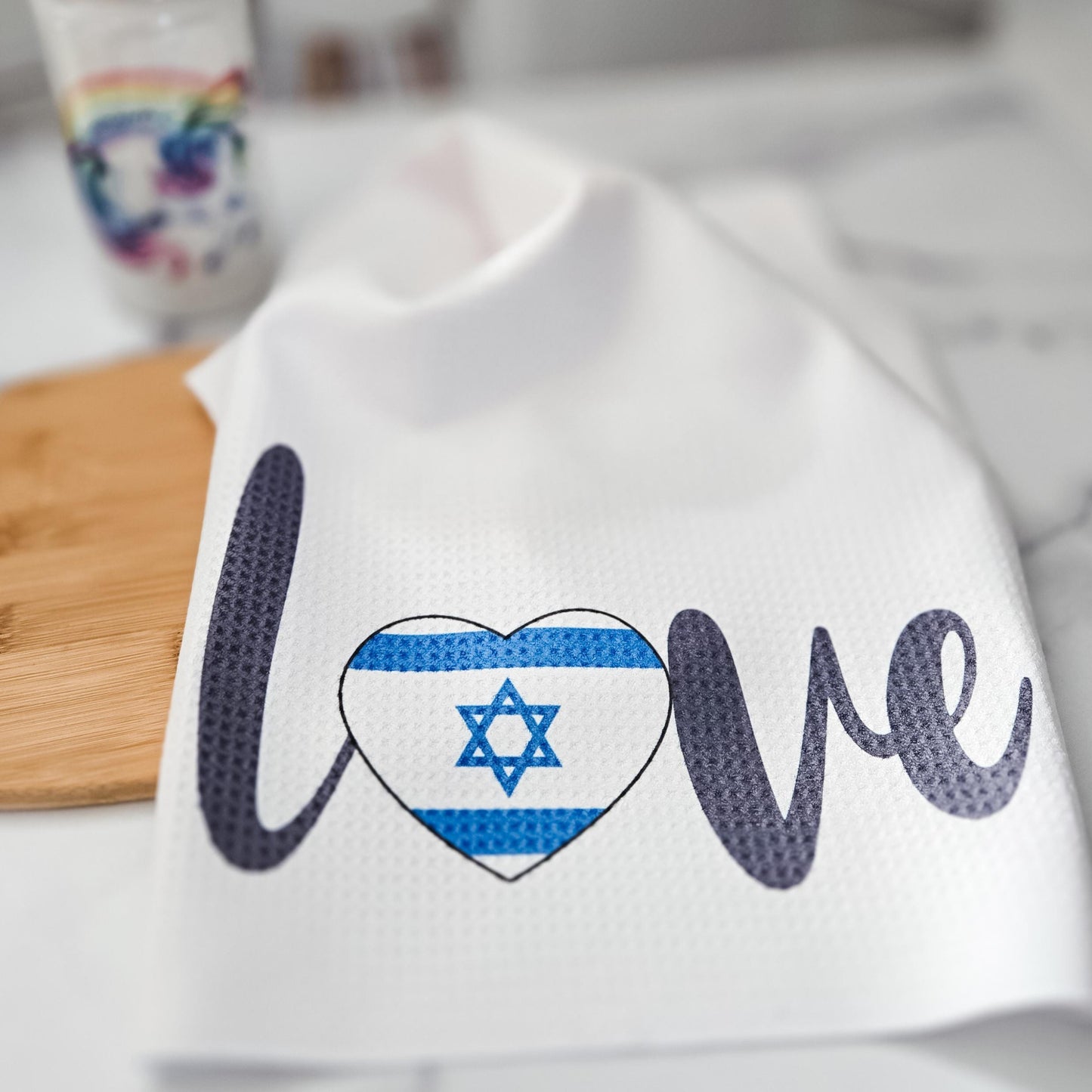 Love Israel Minimalist Waffle Dish Towel