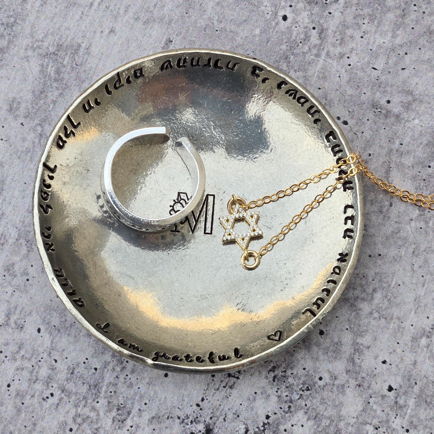Modeh Ani Personalized Monogram Pewter Trinket Dish