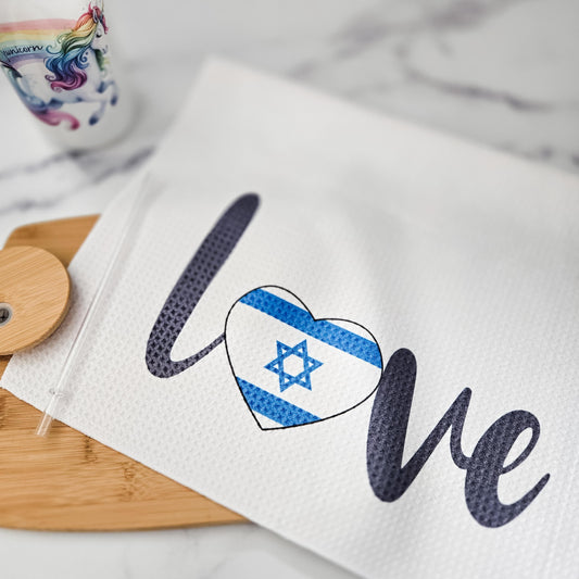 Love Israel Minimalist Waffle Dish Towel