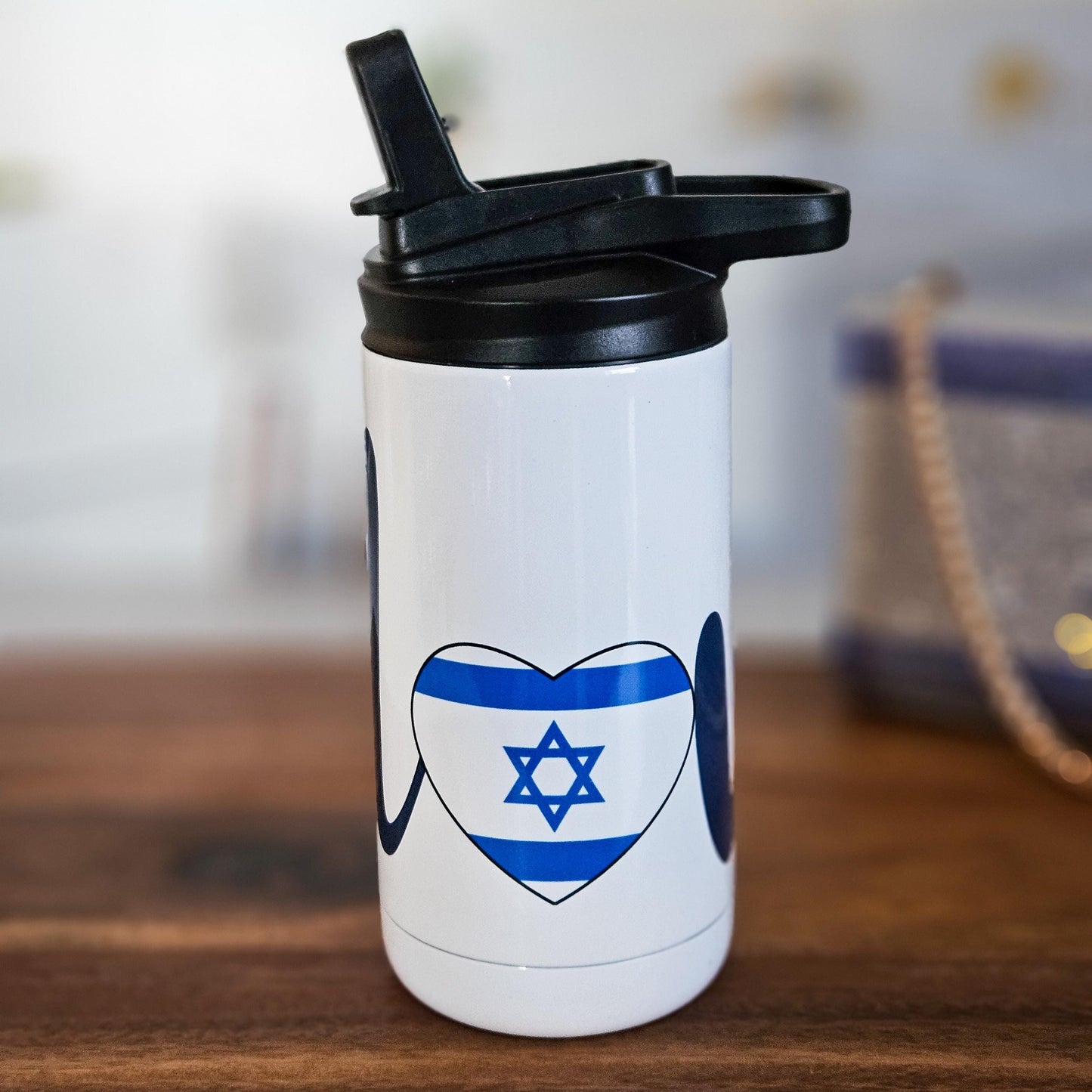 Love Israel Pride Kids 12 oz Water Bottle
