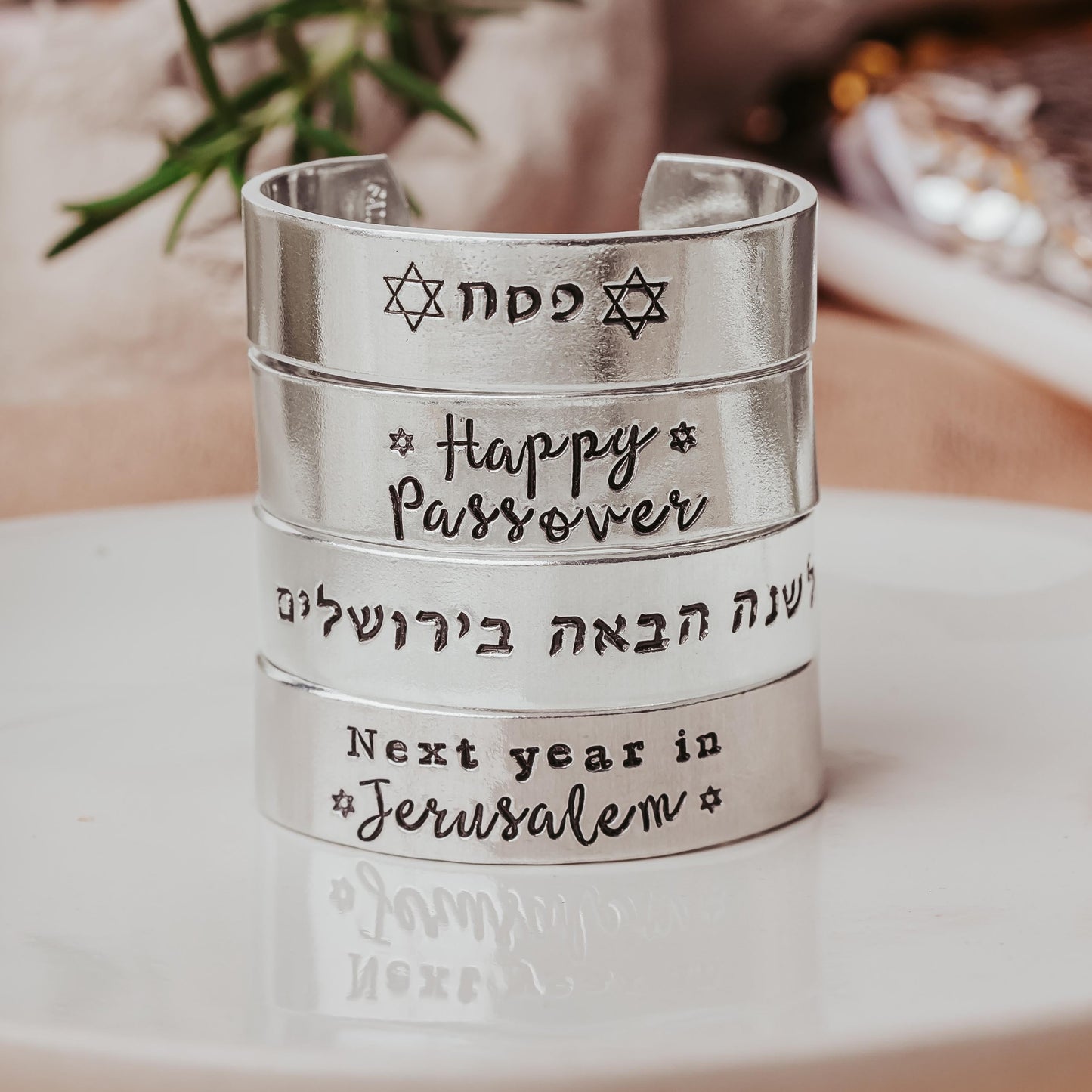 Next Year in Jerusalem Passover Silver Napkin Rings