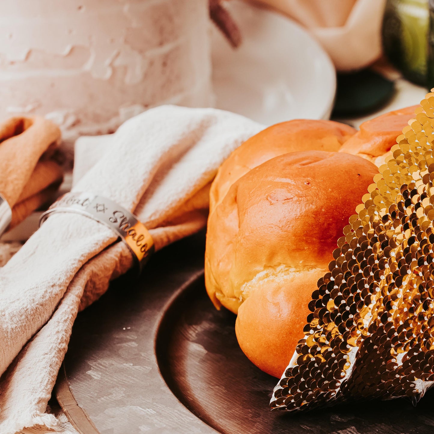 Whimsical Shabbat Shalom Hamsa Napkin Rings
