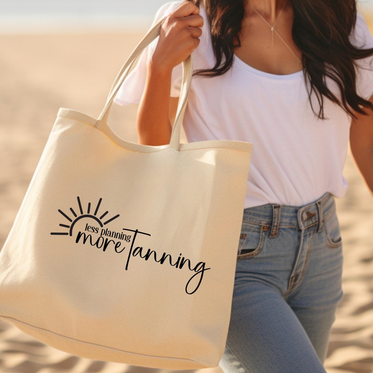 Less Planning More Tanning Personalized Oversized Teacher Beach Bag