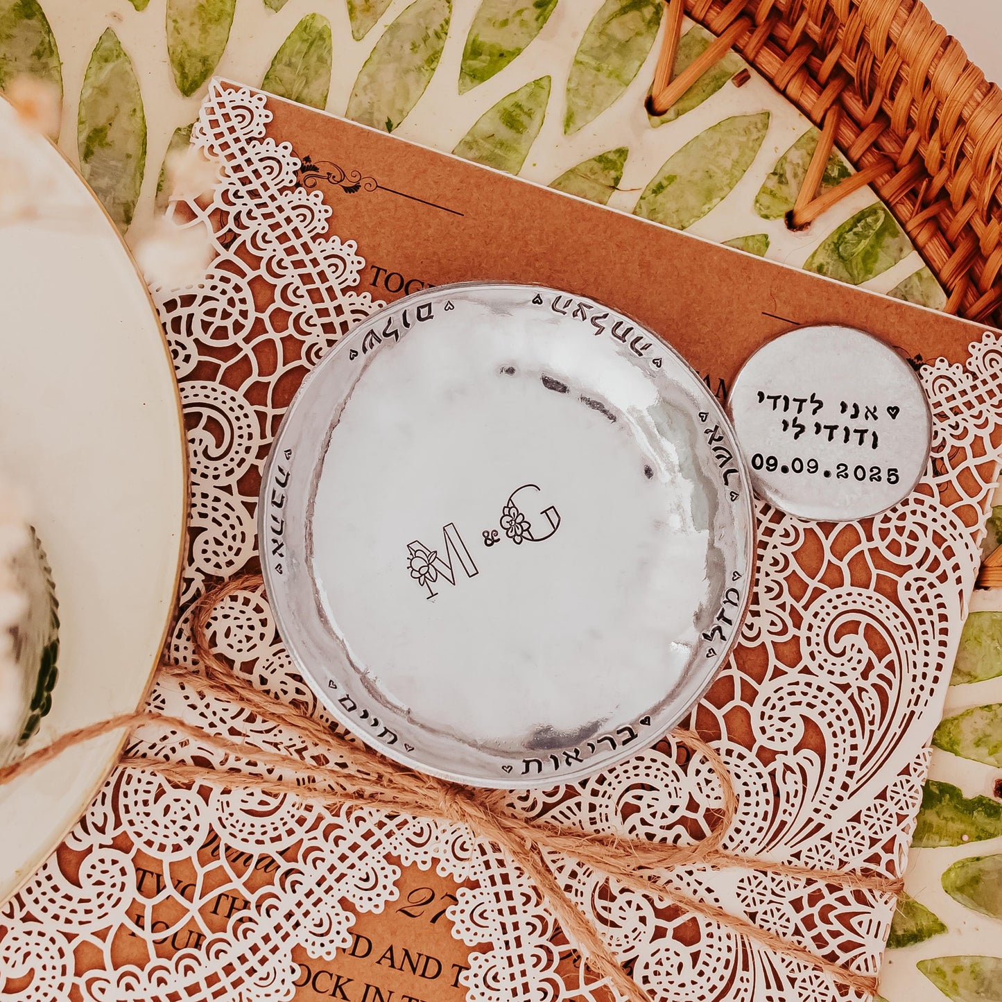 Song of Solomon Personalized Pewter Ring Dish for Bride and Groom