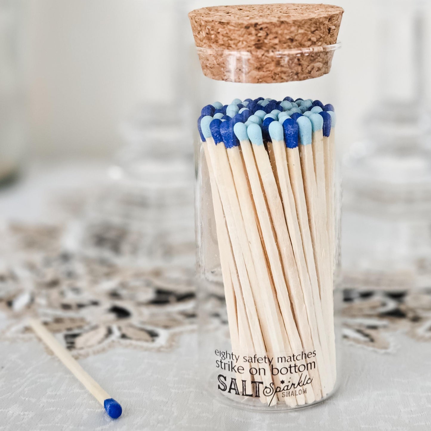 Love Israel Decorative Glass Match Jar