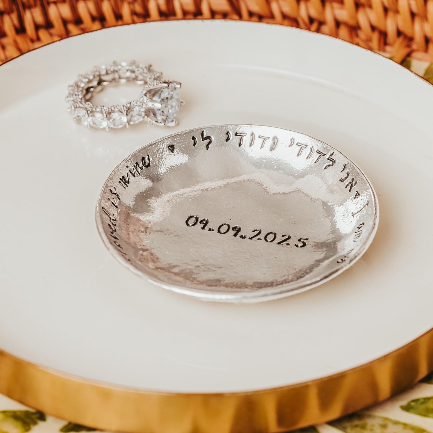 Song of Solomon Personalized Pewter Ring Dish for Bride and Groom