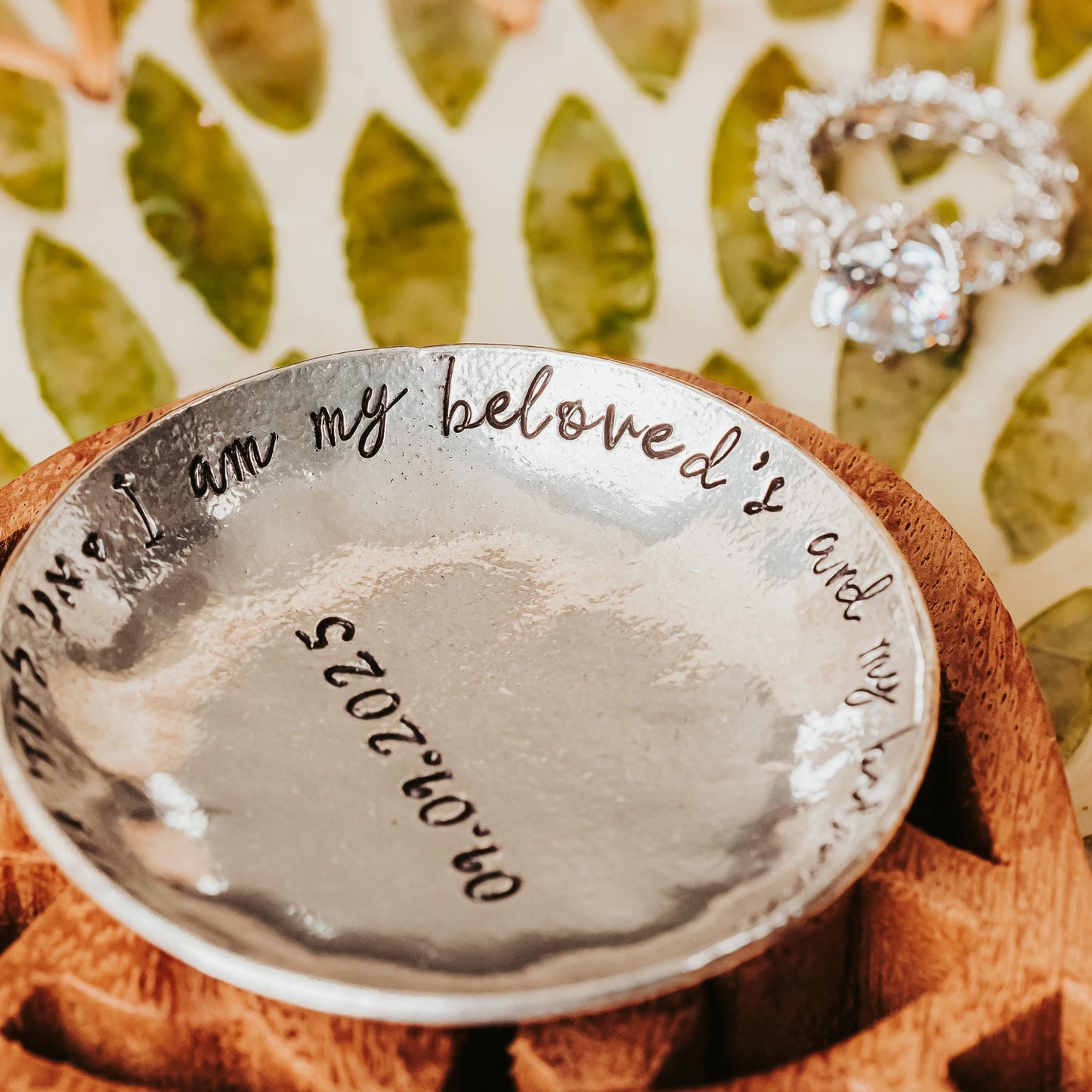 Song of Solomon Personalized Pewter Ring Dish for Bride and Groom