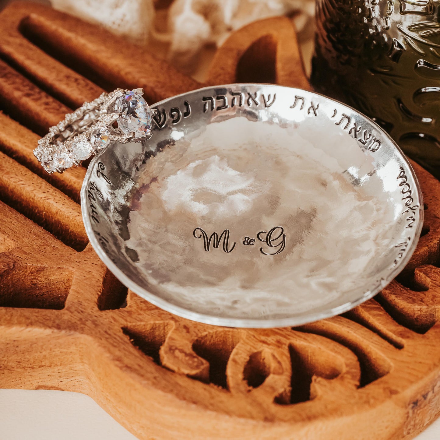 Song of Solomon Personalized Pewter Ring Dish for Bride and Groom