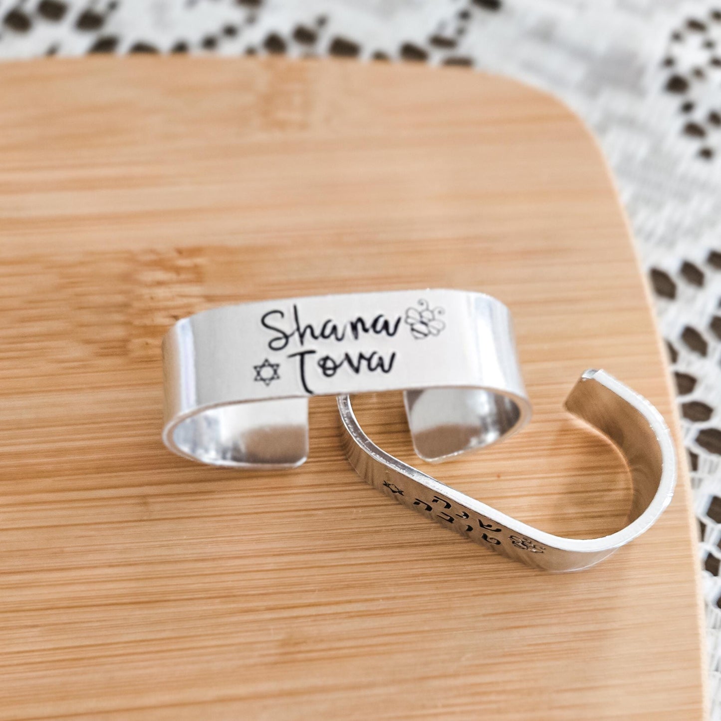 Shana Tova Honey Bee Handcrafted Napkin Rings