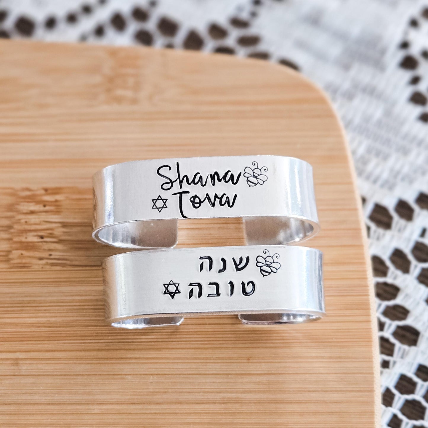 Shana Tova Honey Bee Handcrafted Napkin Rings