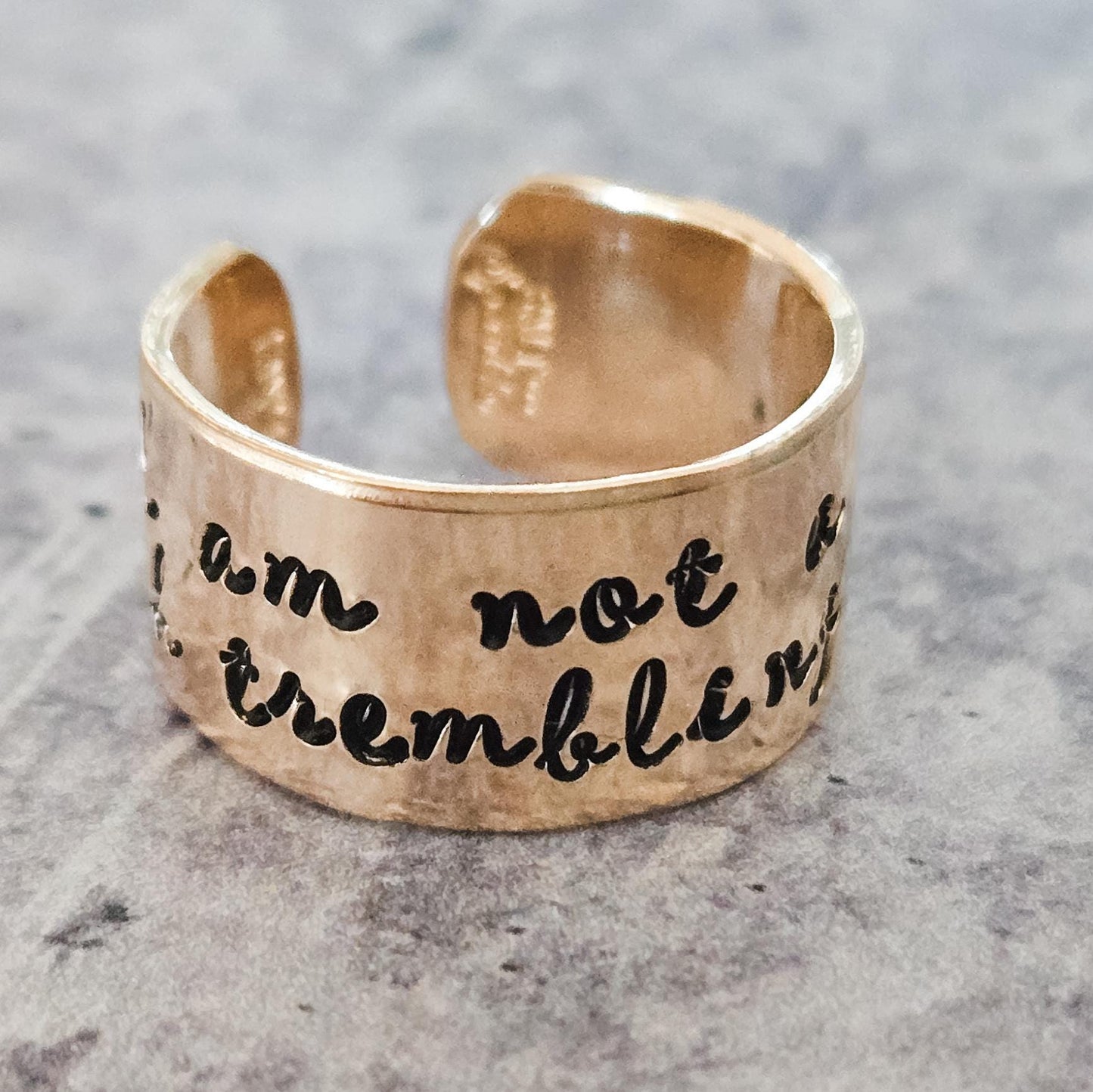 Not a Jew with Trembling Knees Open Back Wide Band Ring