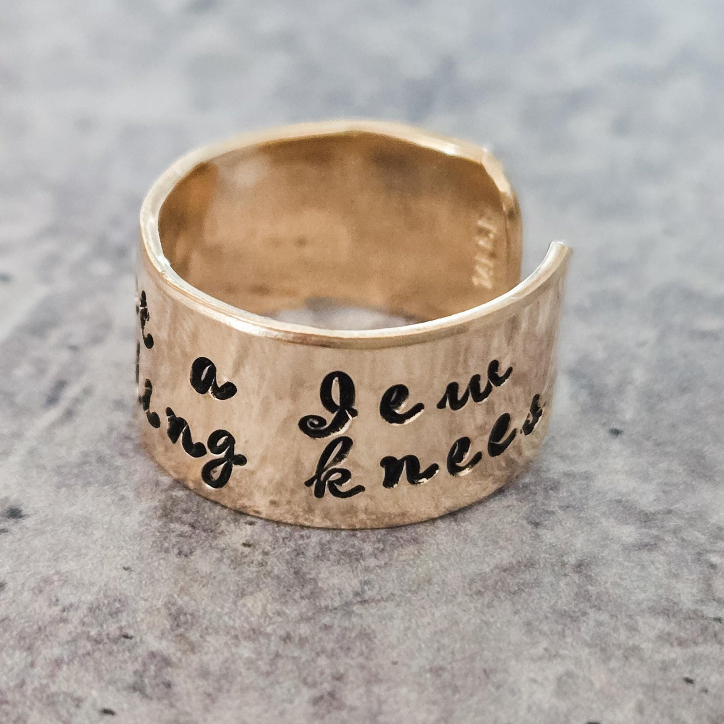 Not a Jew with Trembling Knees Open Back Wide Band Ring