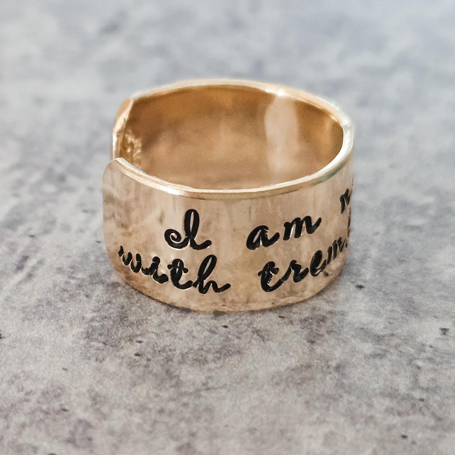 Not a Jew with Trembling Knees Open Back Wide Band Ring